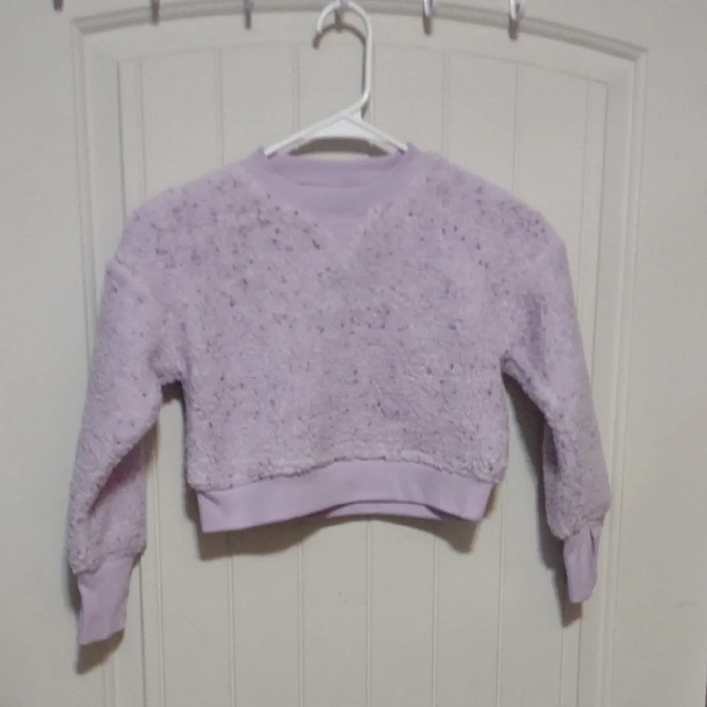 Lavender Fuzzy Cropped Sweater
